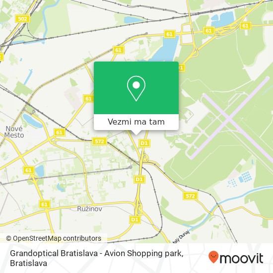 Grandoptical Bratislava - Avion Shopping park mapa