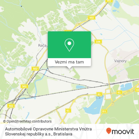 Automobilové Opravovne Ministerstva Vnútra Slovenskej republiky a.s. mapa