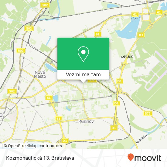 Kozmonautická 13 mapa