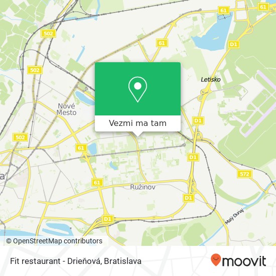 Fit restaurant - Drieňová mapa