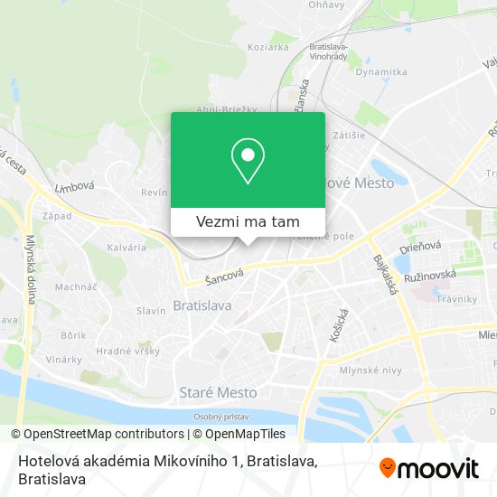 Hotelová akadémia Mikovíniho 1, Bratislava mapa