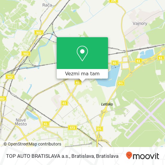 TOP AUTO BRATISLAVA a.s., Bratislava mapa