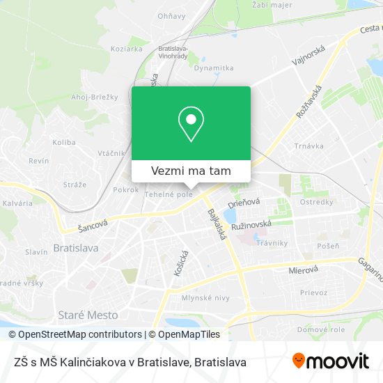 ZŠ s MŠ Kalinčiakova v Bratislave mapa