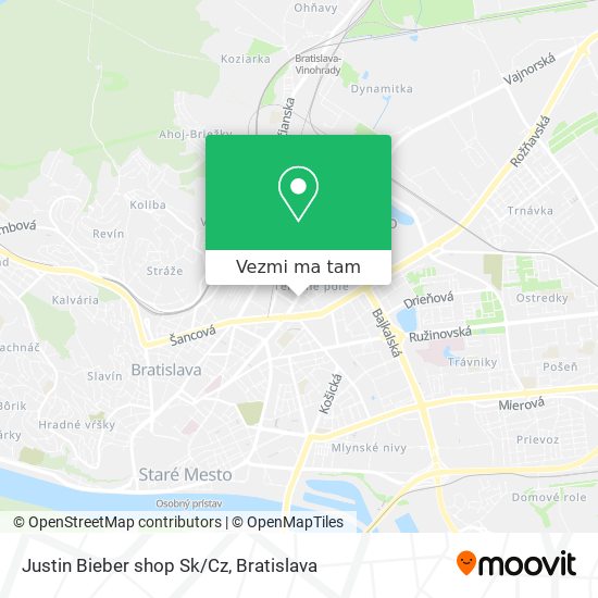 Justin Bieber shop Sk/Cz mapa