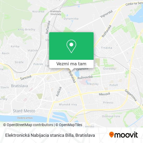 Elektronická Nabíjacia stanica Billa mapa