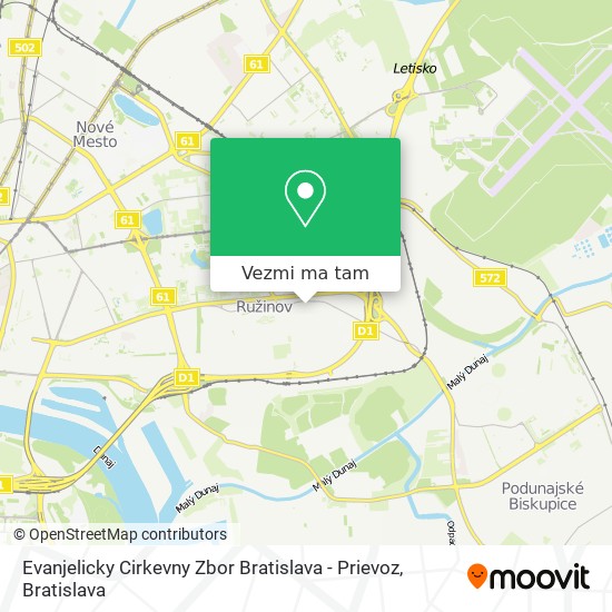 Evanjelicky Cirkevny Zbor Bratislava - Prievoz mapa