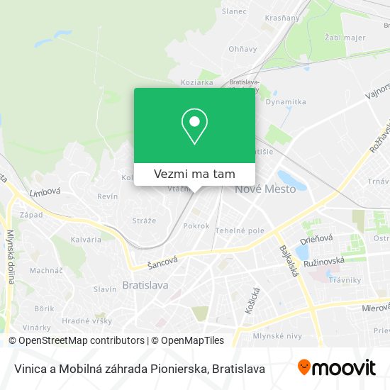 Vinica a Mobilná záhrada Pionierska mapa