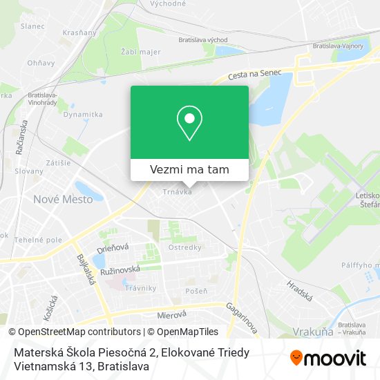 Materská Škola Piesočná 2, Elokované Triedy Vietnamská 13 mapa