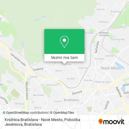 Knižnica Bratislava - Nové Mesto, Pobočka Jeséniova mapa