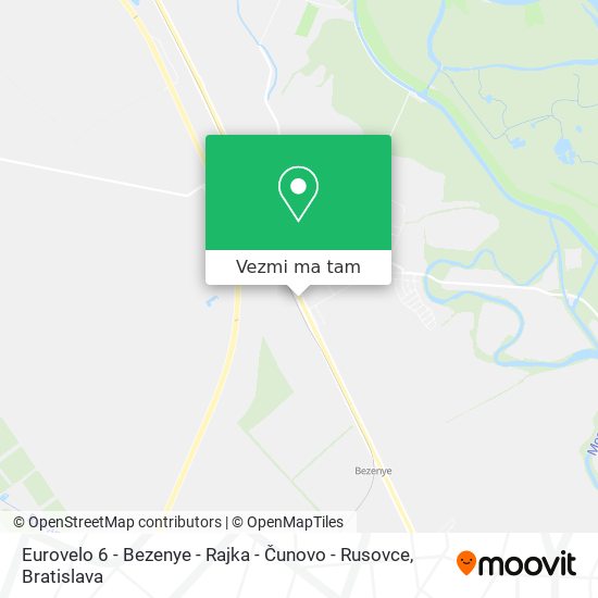 Eurovelo 6 - Bezenye - Rajka - Čunovo - Rusovce mapa