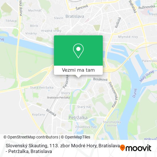 Slovenský Skauting, 113. zbor Modré Hory, Bratislava - Petržalka mapa