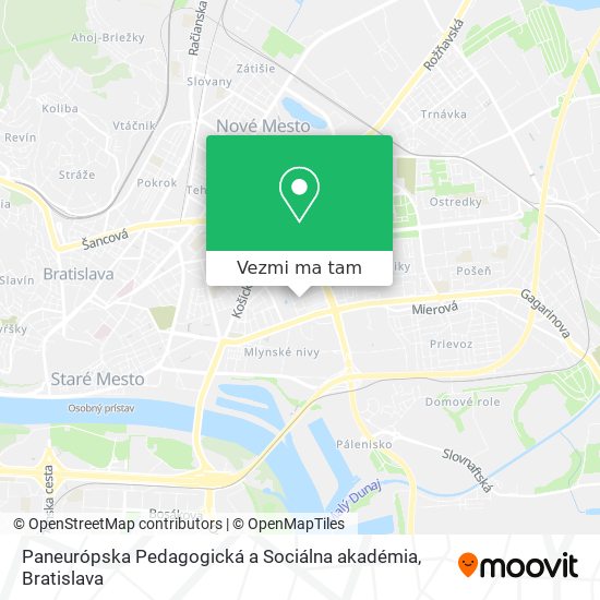 Paneurópska Pedagogická a Sociálna akadémia mapa