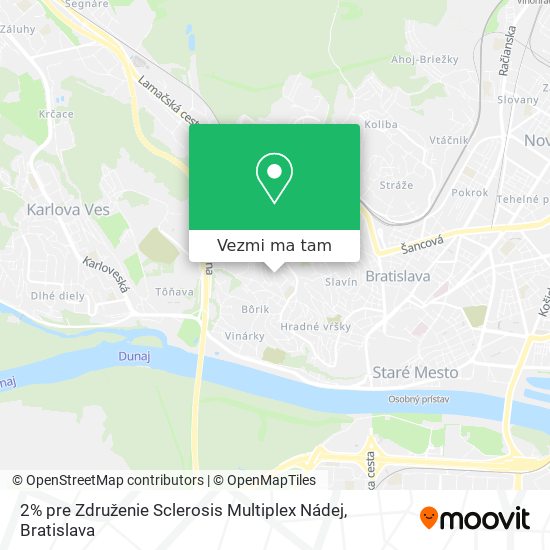 2% pre Združenie Sclerosis Multiplex Nádej mapa