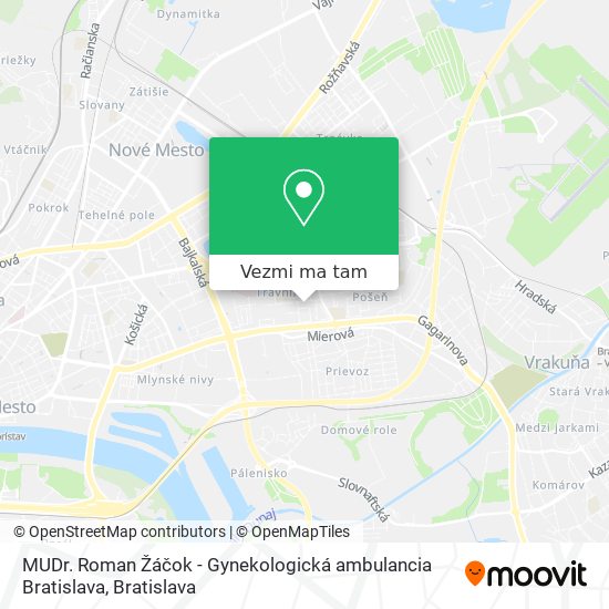 MUDr. Roman Žáčok - Gynekologická ambulancia Bratislava mapa