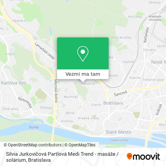 Silvia Jurkovičová Partlová Medi Trend - masáže / solárium mapa