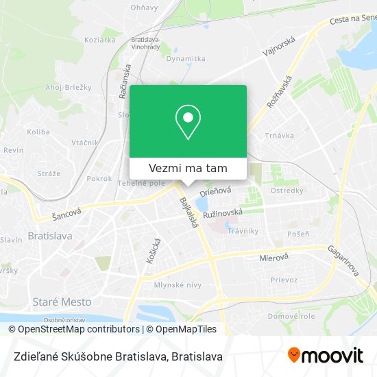 Zdieľané Skúšobne Bratislava mapa