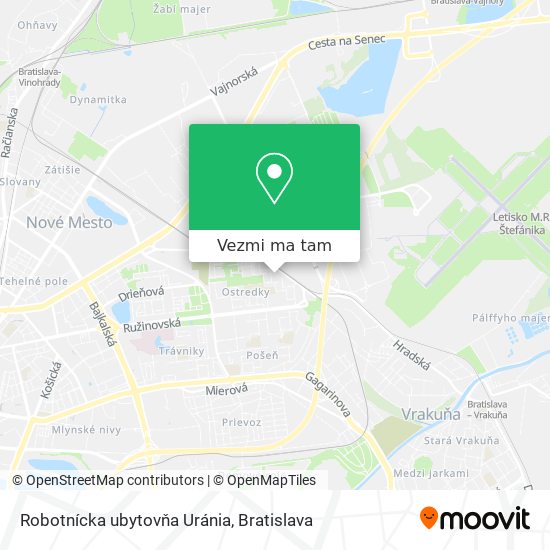 Robotnícka ubytovňa Uránia mapa