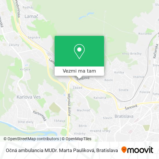 Očná ambulancia MUDr. Marta Pauliková mapa