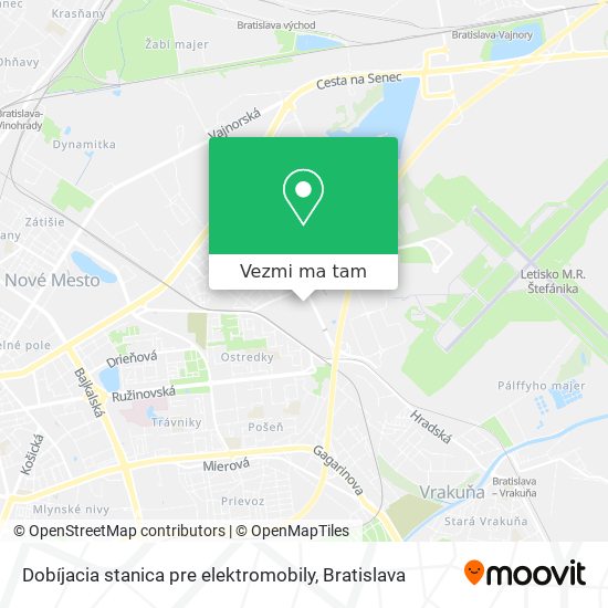 Dobíjacia stanica pre elektromobily mapa