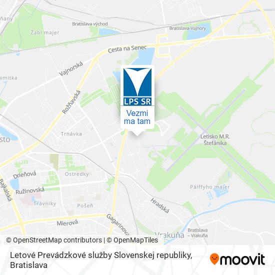 Letové Prevádzkové služby Slovenskej republiky mapa