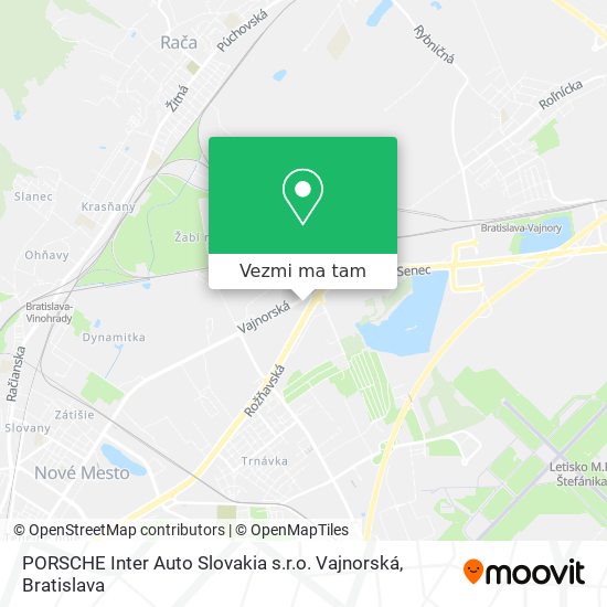 PORSCHE Inter Auto Slovakia s.r.o. Vajnorská mapa