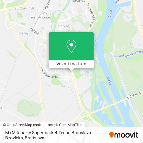 M+M tabak v Supermarket Tesco Bratislava - Bzovícka mapa
