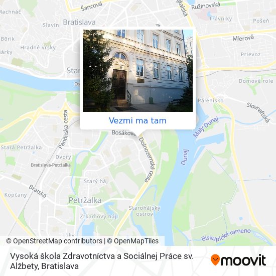 Vysoká škola Zdravotníctva a Sociálnej Práce sv. Alžbety mapa