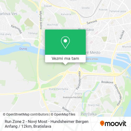 Run Zone 2 - Nový Most - Hundsheimer Bergen Anfang / 12km mapa