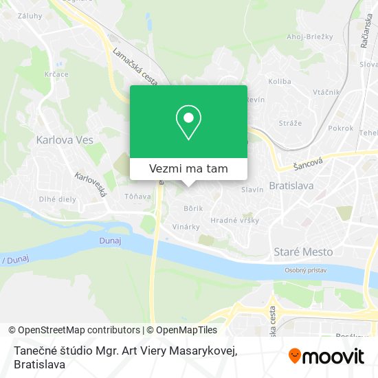 Tanečné štúdio Mgr. Art Viery Masarykovej mapa