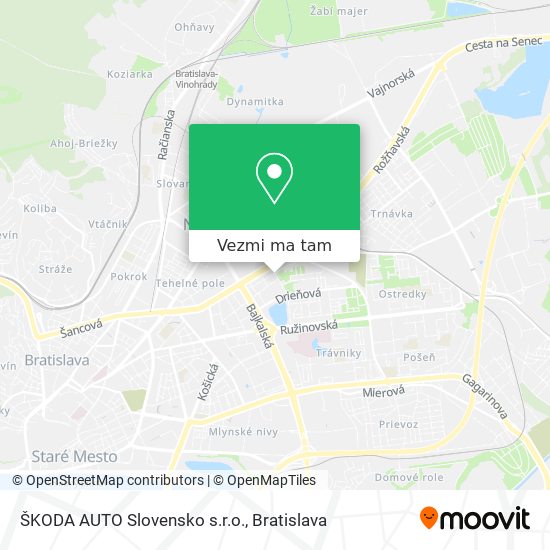 ŠKODA AUTO Slovensko s.r.o. mapa