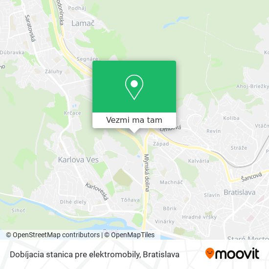 Dobíjacia stanica pre elektromobily mapa