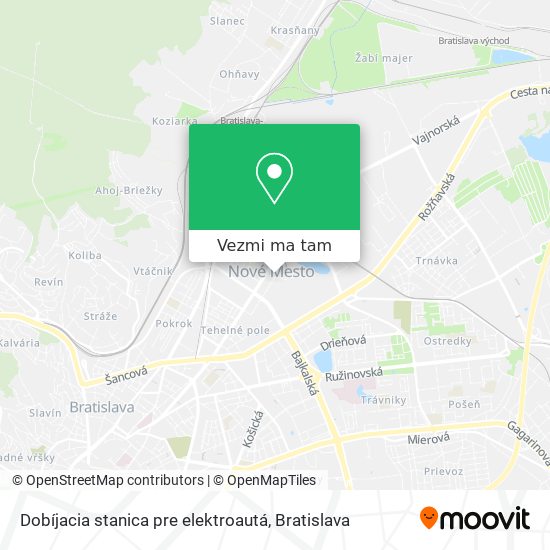 Dobíjacia stanica pre elektroautá mapa