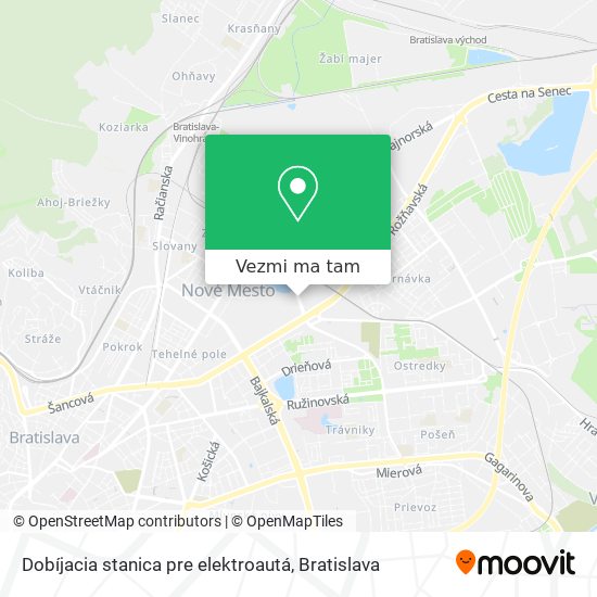 Dobíjacia stanica pre elektroautá mapa