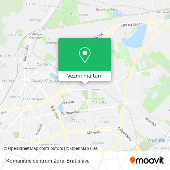 Komunitne centrum Zora mapa