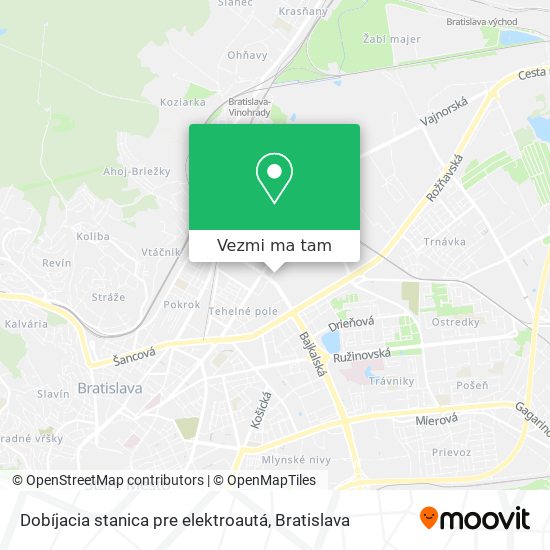 Dobíjacia stanica pre elektroautá mapa