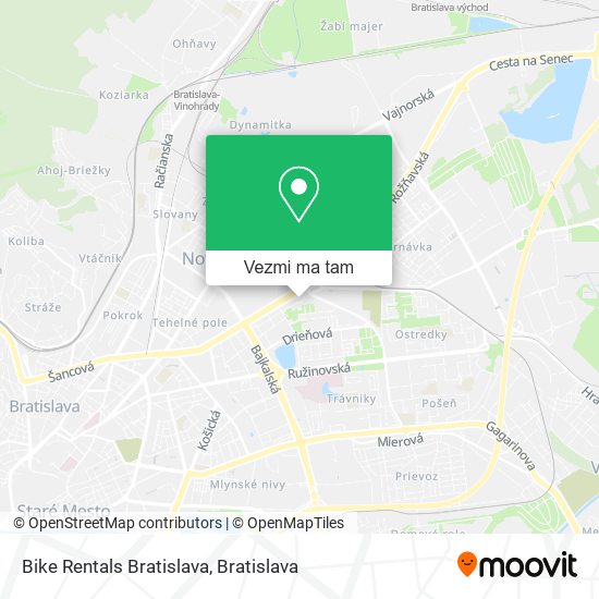 Bike Rentals Bratislava mapa