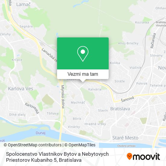 Spolocenstvo Vlastnikov Bytov a Nebytovych Priestorov Kubaniho 5 mapa