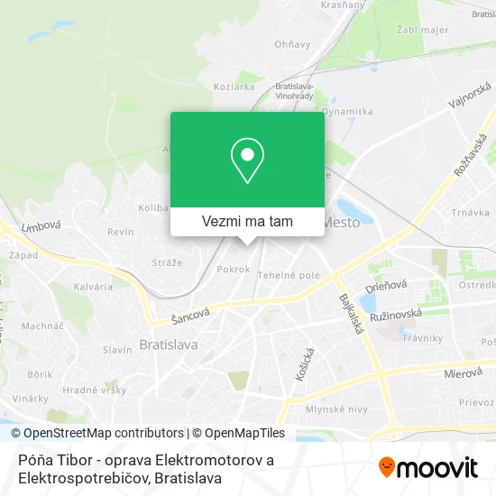 Póňa Tibor - oprava Elektromotorov a Elektrospotrebičov mapa