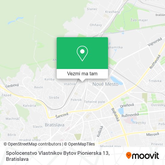 Spolocenstvo Vlastnikov Bytov Pionierska 13 mapa