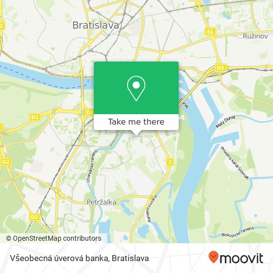 Všeobecná úverová banka mapa