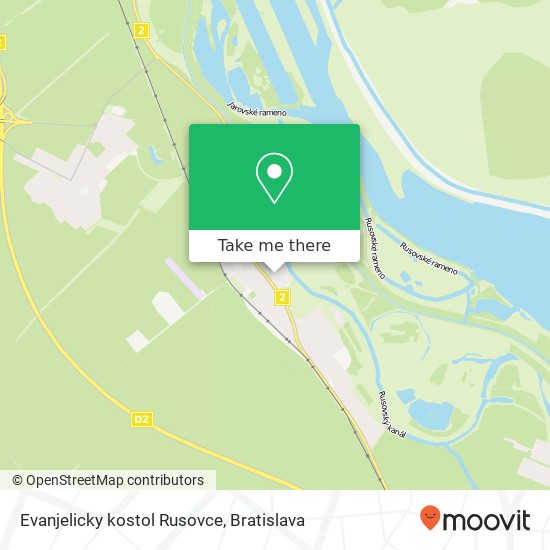 Evanjelicky kostol Rusovce mapa