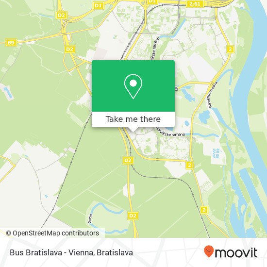 Bus Bratislava - Vienna mapa