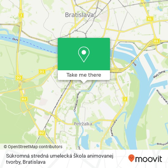 Súkromná stredná umelecká škola animovanej tvorby mapa