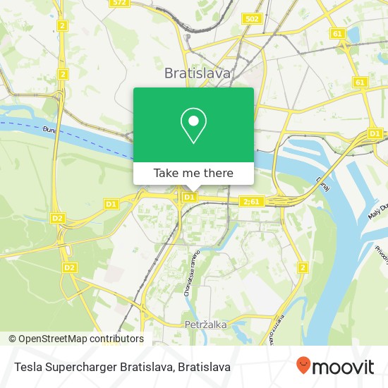 Tesla Supercharger Bratislava mapa