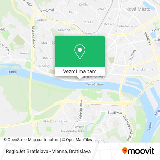 RegioJet Bratislava - Vienna mapa