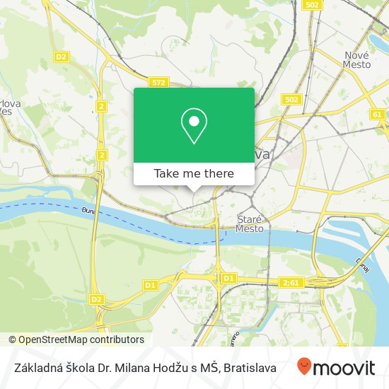 Základná škola Dr. Milana Hodžu s MŠ mapa