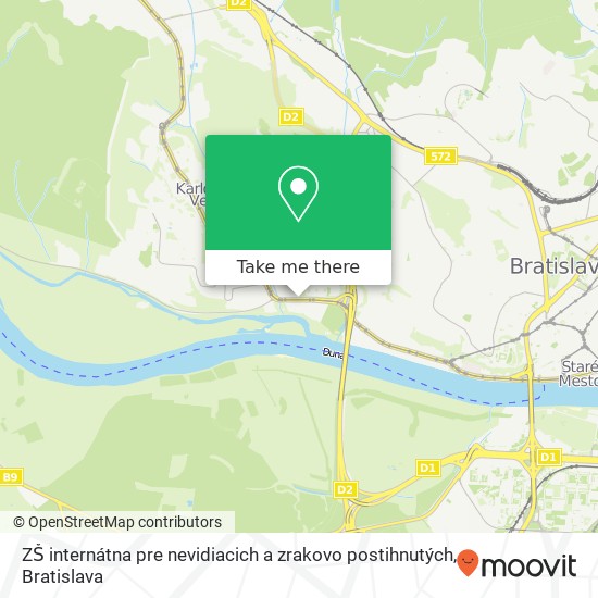 ZŠ internátna pre nevidiacich a zrakovo postihnutých mapa