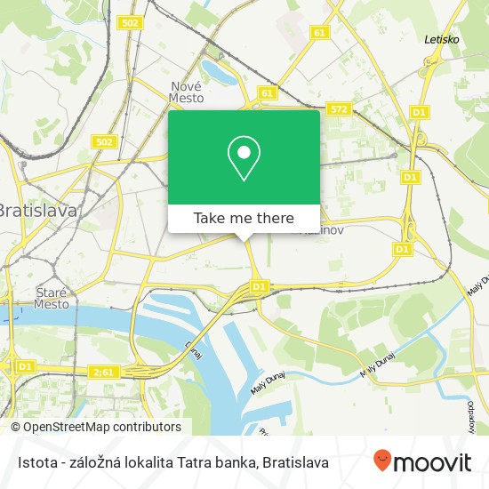 Istota - záložná lokalita Tatra banka mapa