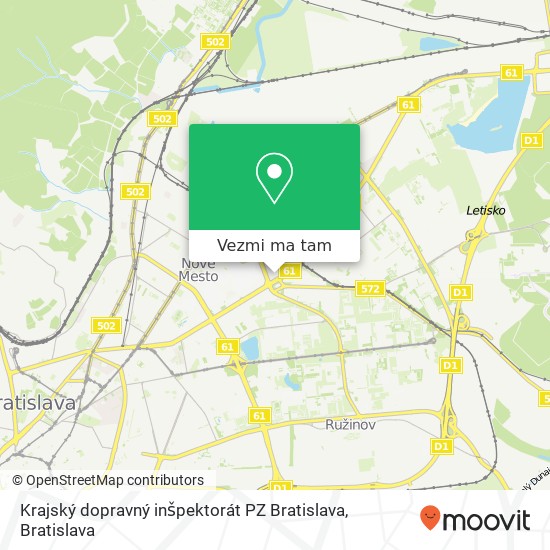 Krajský dopravný inšpektorát PZ Bratislava mapa