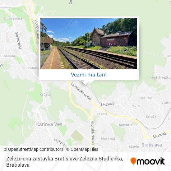 Železničná zastávka Bratislava-Železná Studienka mapa